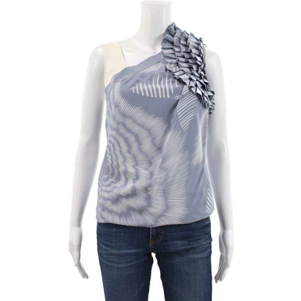 Robert Rodriguez Womens Silk Geometric One Shoulder Sleeveless Blouse Size 0